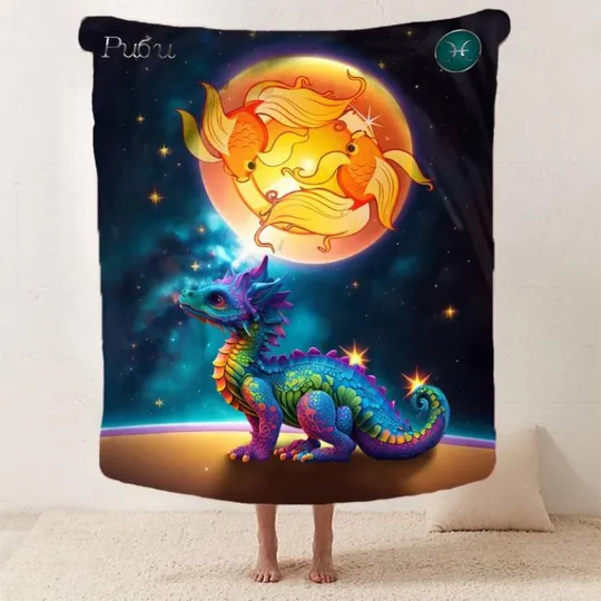 Купити Плед 3D авторский со знаком зодиака на 2024 год Рыбы 2762_B 12882 135х160 см