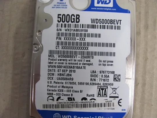 Жорсткий диск   2.5&quot; SATA 500GB WD Blue 5400rpm 8MB WD5000BPVT З аукціону