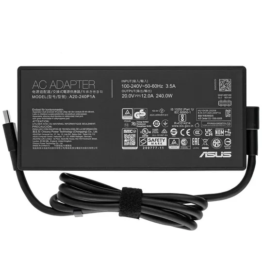 Оригінальний блок живлення для ноутбука ASUS 20V, 12A, 240W, Rectangle Conn, black, RECTANGULAR З аукціону