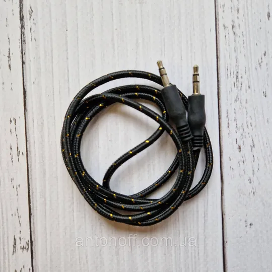Кабель аудіо AUX 3.5 - 3.5 мм тато-тато в нейлоновому обплетенні чорний 1м Ціна