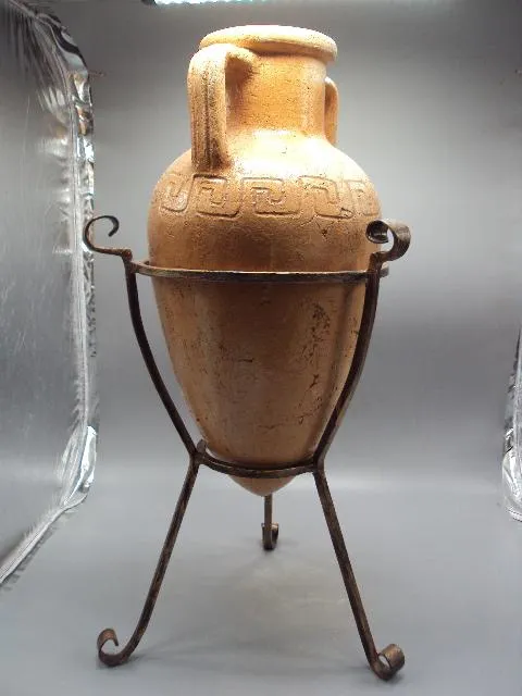 Амфора на подставке глина металл ваза размеры 11 х 38,5-39 см, подставка высота 35,7 х 39,6 см №4184 Продаж