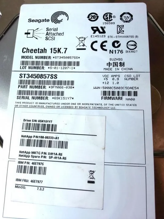 450Gb Seagate Cheetah 15K.7 NetApp SAS HDD винчестер 3.5" 6Gb/s 16MB 15000rpm ST3450857SS Продаж