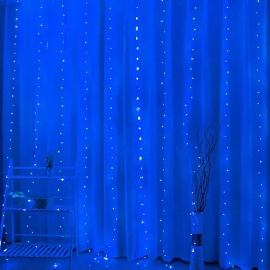 Гирлянда штора Роса, 8x1,5м, 600 LED, 40 нитей, 220В, статический режим, IP44 Синий Недорого