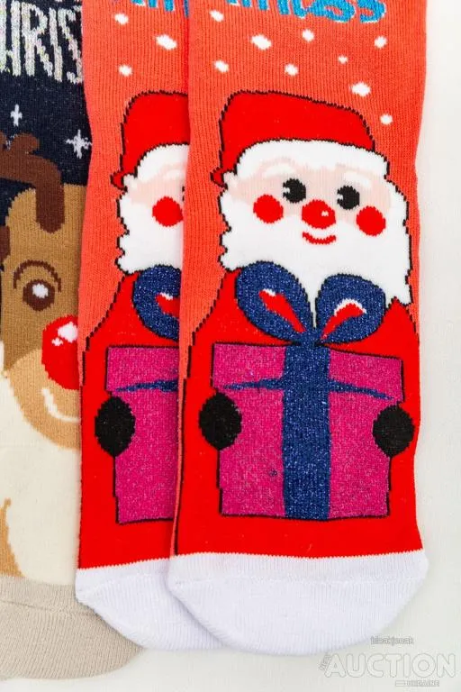 Комплект носков женских новогодних 3 пары, цвет коралловый,темно-синий,пудровый, 151R271 З аукціону