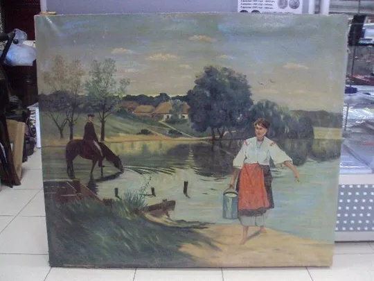 Картина на речке украинка с ведром копия Пимоненко 84,8 х 99,7 см холст, масло №36replicaОбращаем Ваше внимание, что предмет находиться в категории &quot;копии&quot; и не является оригиналом! Ціна