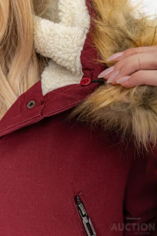 Парка женская зимняя, цвет бордовый, 244R6912 Інтернет-аукціон