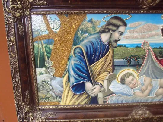 Купити Картина религиозная тема Рождество в раме 94 х 50 см картон, дерево №3232