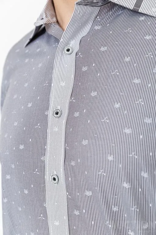 Рубашка мужская в полоску, цвет светло-серый, 131R140096 Де купити