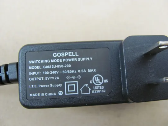 адаптер живлення GOSPELL G0612U-050-200 5V 2A 5,5х2,5 mm  оригінал ЦІКАВИТЬ ОПТ З аукціону