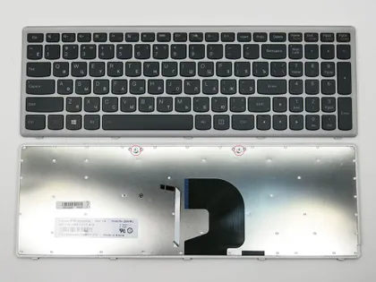фото, Клавиатура для LENOVO Z500G ( RU Black, с подсветкой, Серебристая рамка ). Оригинал