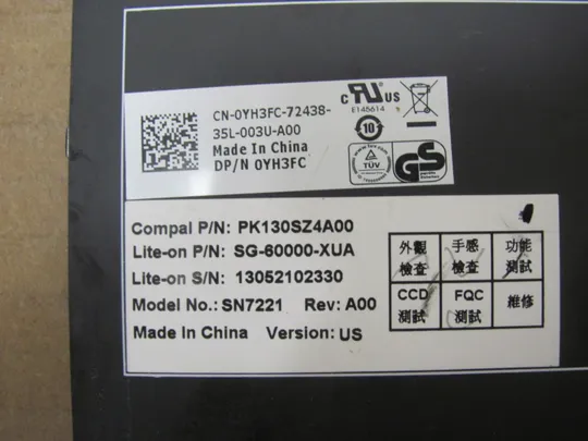 номер0944-3 клавіатура 0YH3FC PK130SZ4A00 для Dell Inspiron  15 3521 Vostro 2521 V2521 Latitude 3540 оригінал Інтернет-аукціон