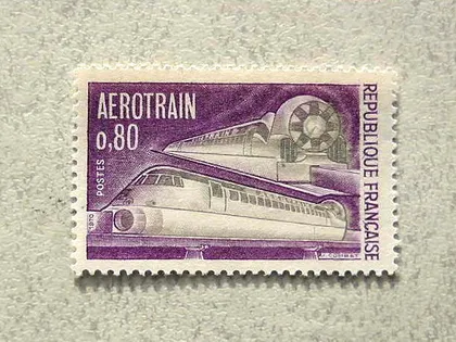 фото, Поштова марка Франція " Транспорт Аеропоїзд  " 1970 рік **