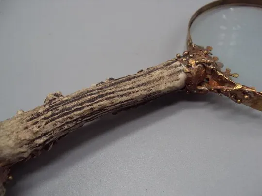 Подарочная линза увеличительное стекло лупа желуди и листья латунь, рог оленя 20,7 х 9 см №13488 Недорого