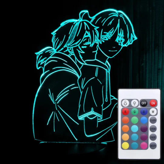 Акриловий світильник-нічник з пультом 16 кольорів Кадзуха та Скарамучча tty-n001162 Ціна