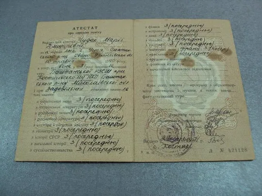 Купити документ аттестат о среднем образовании 1981 гознак 1980 №5253