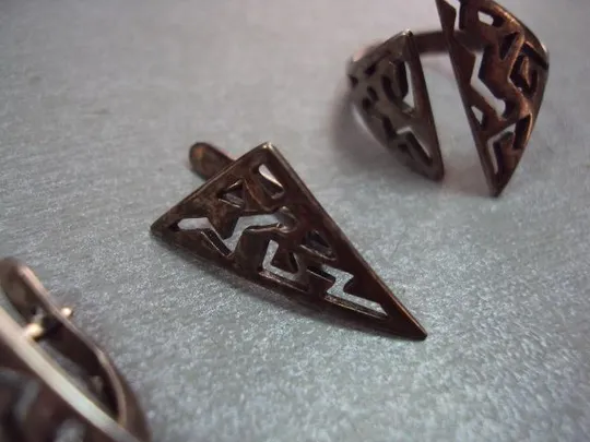 Бижутерия набор серьги и кольцо клеймо 91ЛJ Jenavi посеребрение №11567 Продаж