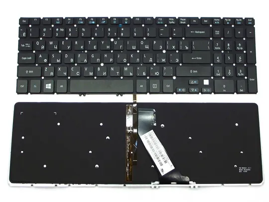 Клавиатура для ACER Aspire V5-531, V5-551, V5-571 ( RU Black без рамки с подсветкой). Ціна