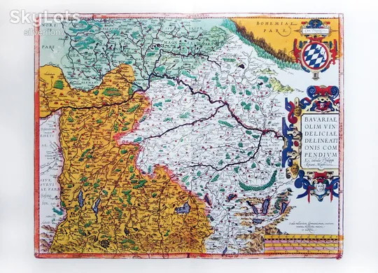 Старовинна мапа карта Баварії на папері верже 1595 Abraham Ortelius Ціна