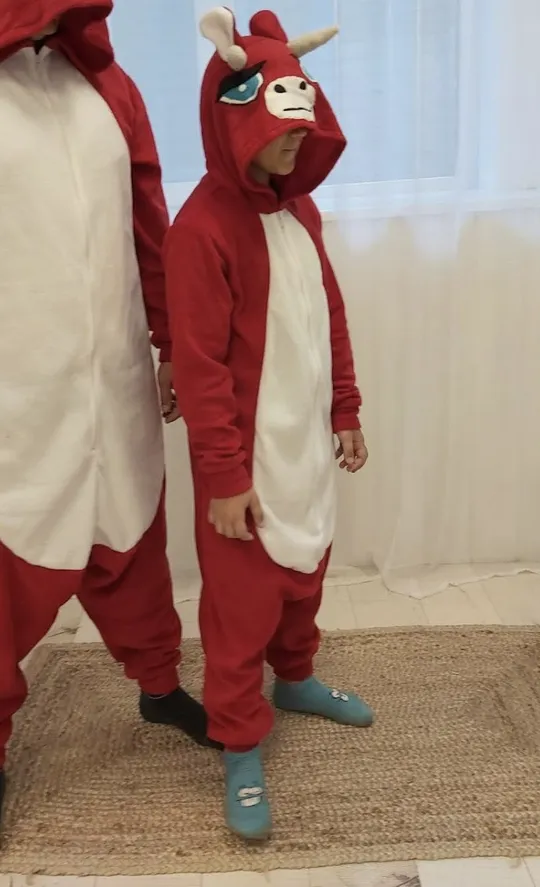 Кігурумі дитяча костюм піжама Бик корова (корівка, бичок) червоний ( 80/86/92/98/104) зріст 86 см. Ціна