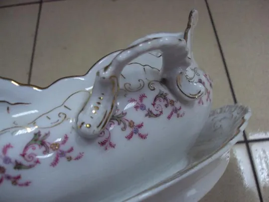 Соусник ажурный узор цветочки фарфор высота 11,5 см размер 10 х 21,5 см №10760 Характеристики