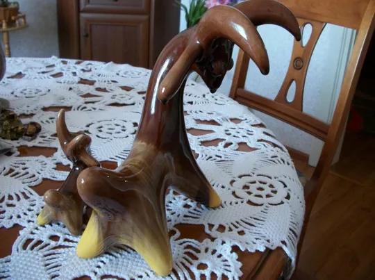 Статуэтка СССР. Козлики Дивные звери. 2-Две Редкие. Проторьевы. Васильковский майоликовый Завод 1960 Продаж