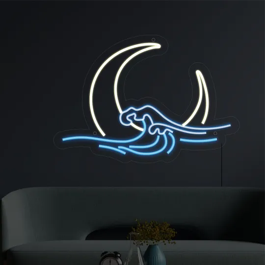 Неоновий світильник Місяць у морі 500х345 acr-n000086 Ціна