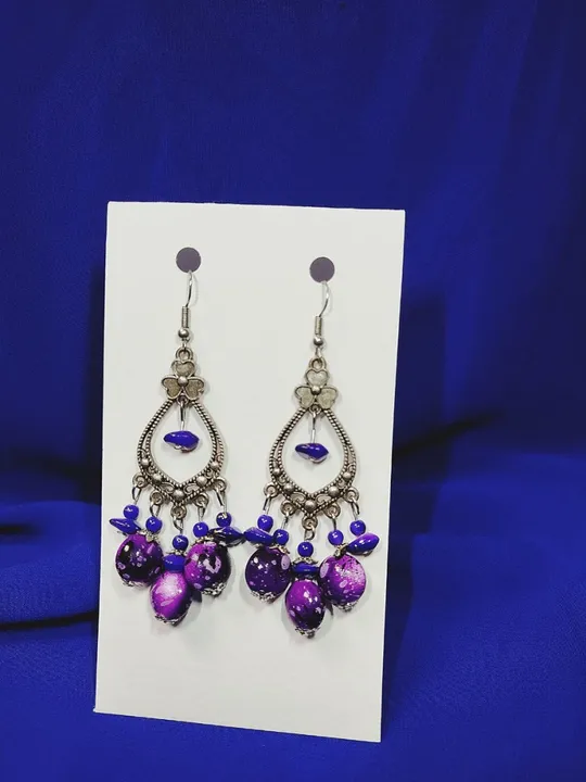 Сережки з фіолетовим камінням, довжина 6 см З аукціону