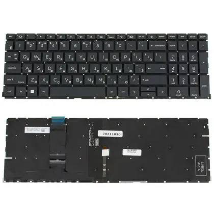 фото, Клавіатура для ноутбука HP (ProBook: 450 G8, 455 G8) rus, black, без фрейма, підсвічування клавіш