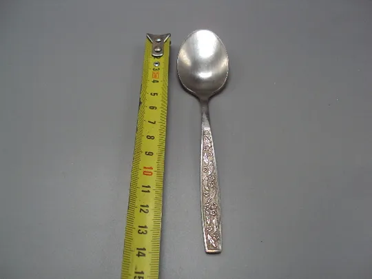 Столовые приборы чайная ложка нерж ЗиШ узор цветы листья листочки нержавейка длина 14,1 см №18631в Ціна