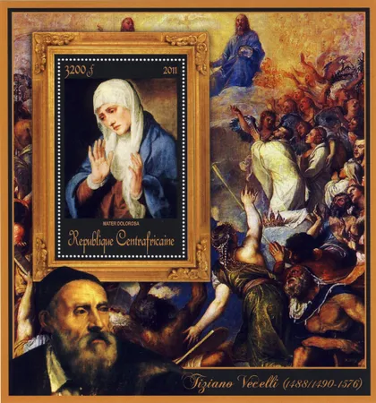 фото, ЦАР-Живопись- Тициано Вечелли -2011.Чистый  красивый Блок.MNH.