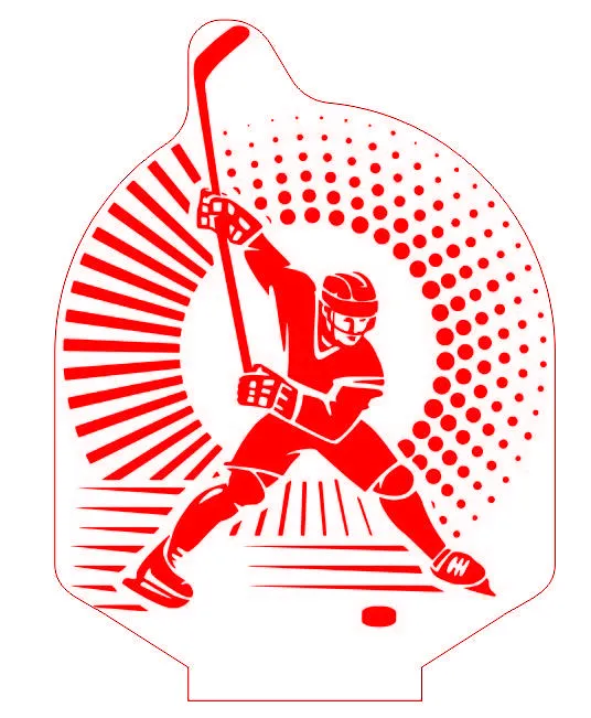 Акриловий світильник-нічник Хокей червоний tty-n001481 Ціна