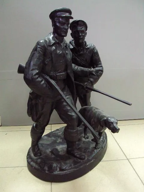 Фигура металл скульптура охотники с собакой охота высота 54,5 см вес 19,24 кг №13159 З аукціону