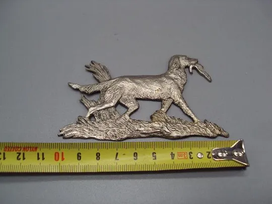 Купити Декоративная накладка охота собака с уткой птицей в зубах металл размер 10 х 6 см (№1790) №13546