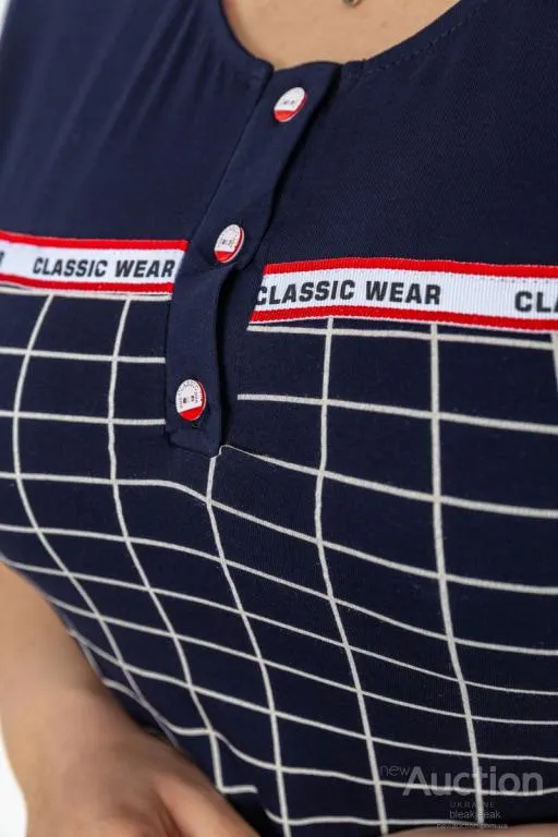 Платье в клетку повседневное, цвет темно-синий, 231R6404 Де купити