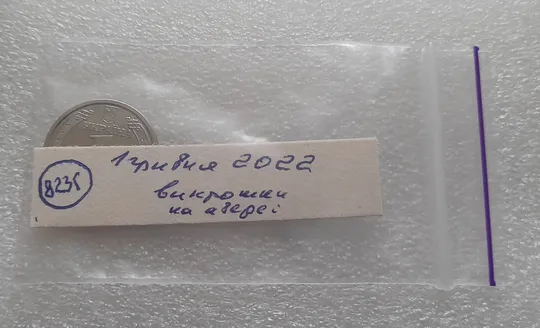 (8235) 1 гривня 2022 викрошки на аверсі (1 гривна 2022 брак) Характеристики