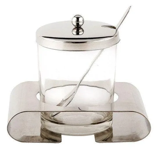 Сахарница 200мл из нержавеющей стали и сктекла с ложечкой и крышкой Kamille (a7005) Ціна