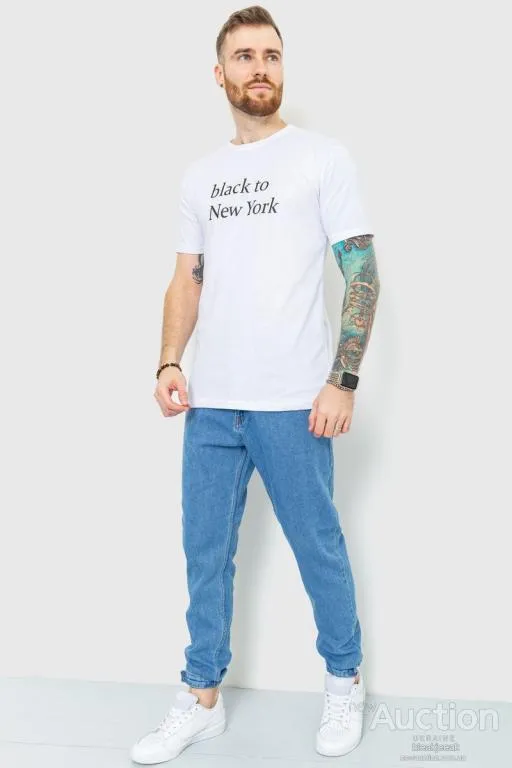 Купити Футболка мужская с принтом, цвет белый, 180R159