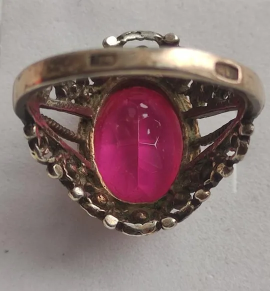 Старинное серебряное кольцо СССР с массивным камнем ,размер 19.5  редкое br837 З аукціону