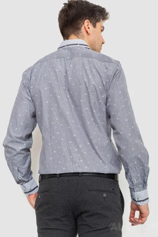 Рубашка мужская в полоску, цвет светло-серый, 131R140096 Продаж