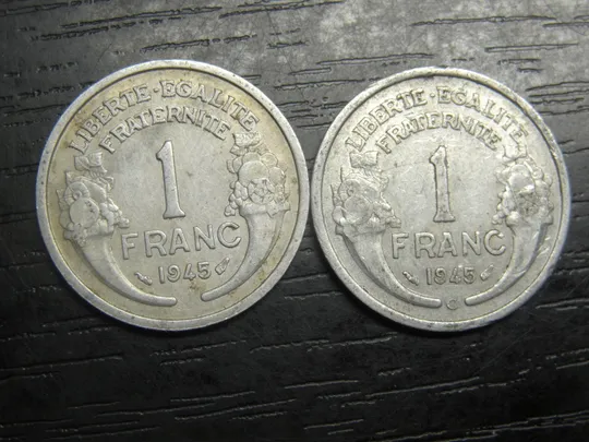 1 франк Франція 1945 (два різновиди) Ціна