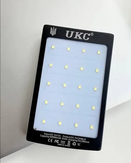 Купити УМБ Power Bank Solar 90000 mAh мобильное зарядное с солнечной панелью и лампой, Power Bank Charger ART-4531