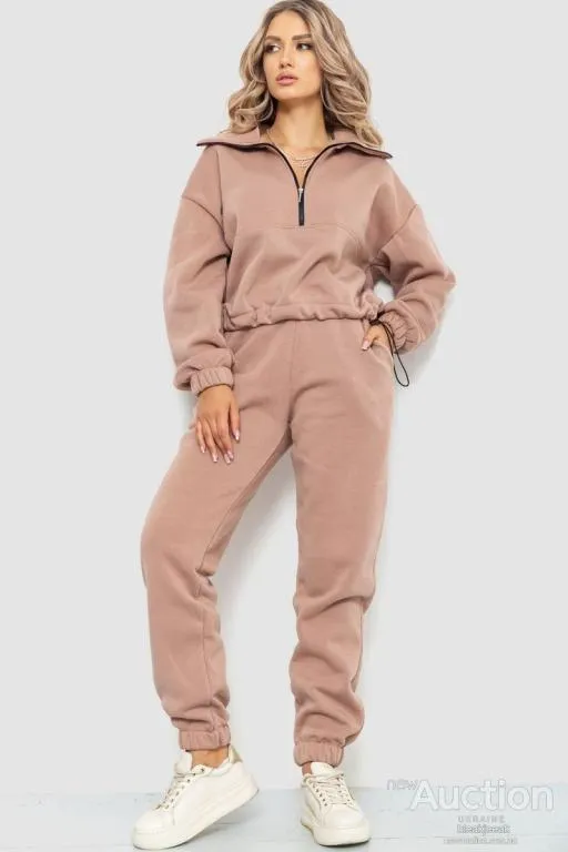 Спорт костюм женский на флисе, цвет бежевый, 102R401 Ціна