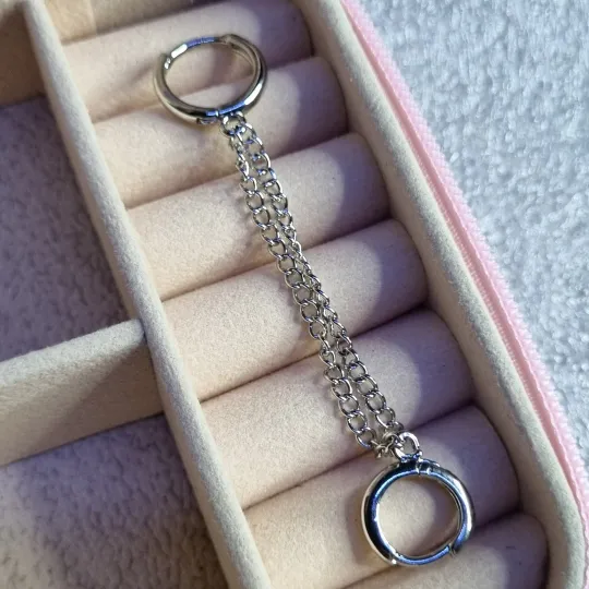 Кафф кільце на вухо подвійний з ланцюжком Ціна