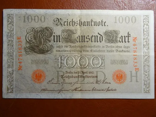 Купити 1000 марок Німеччина 1910 (червона печатка), літера H