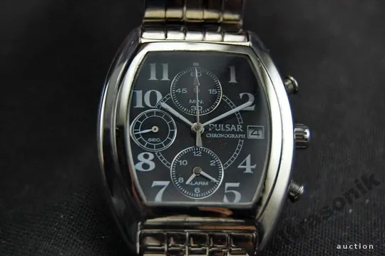 Годинник наручний хронограф PULSAR WR 30м мех.Seiko кал.7T62 черный Japan Вживане Продаж
