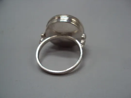 Кольцо круглая темно-коричневая вставка камень серебро Украина вес 15,81 г 21 размер №15745 Інтернет-аукціон