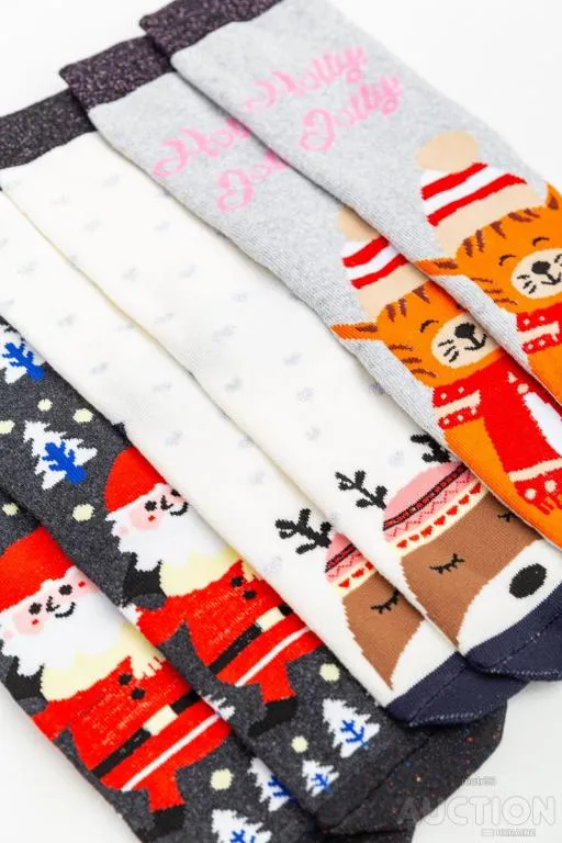 Купити Комплект женских носков новогодних 3 пары, цвет молочный;светло-серый;темно-серый;, 151R259