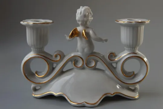 Фигура фарфор подсвечник Германия ГДР путти мальчик ангелочек ангел целый №10051 Інтернет-аукціон