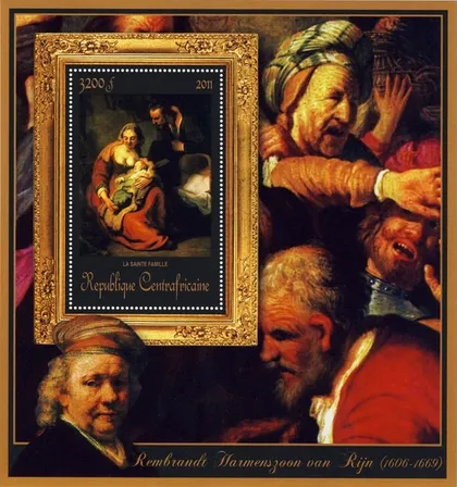 фото, ЦАР-Живопись- Рембранд -2011.Чистый  красивый Блок.MNH.