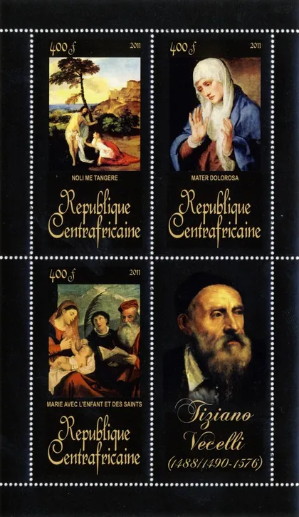 фото, ЦАР-Живопись- Тициано Вечелли -2011.Чистый  красивый Блок.MNH.